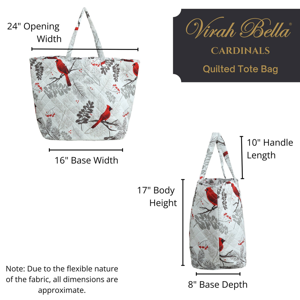 Cardinals Quilted Polyester Microfiber Tote Bag