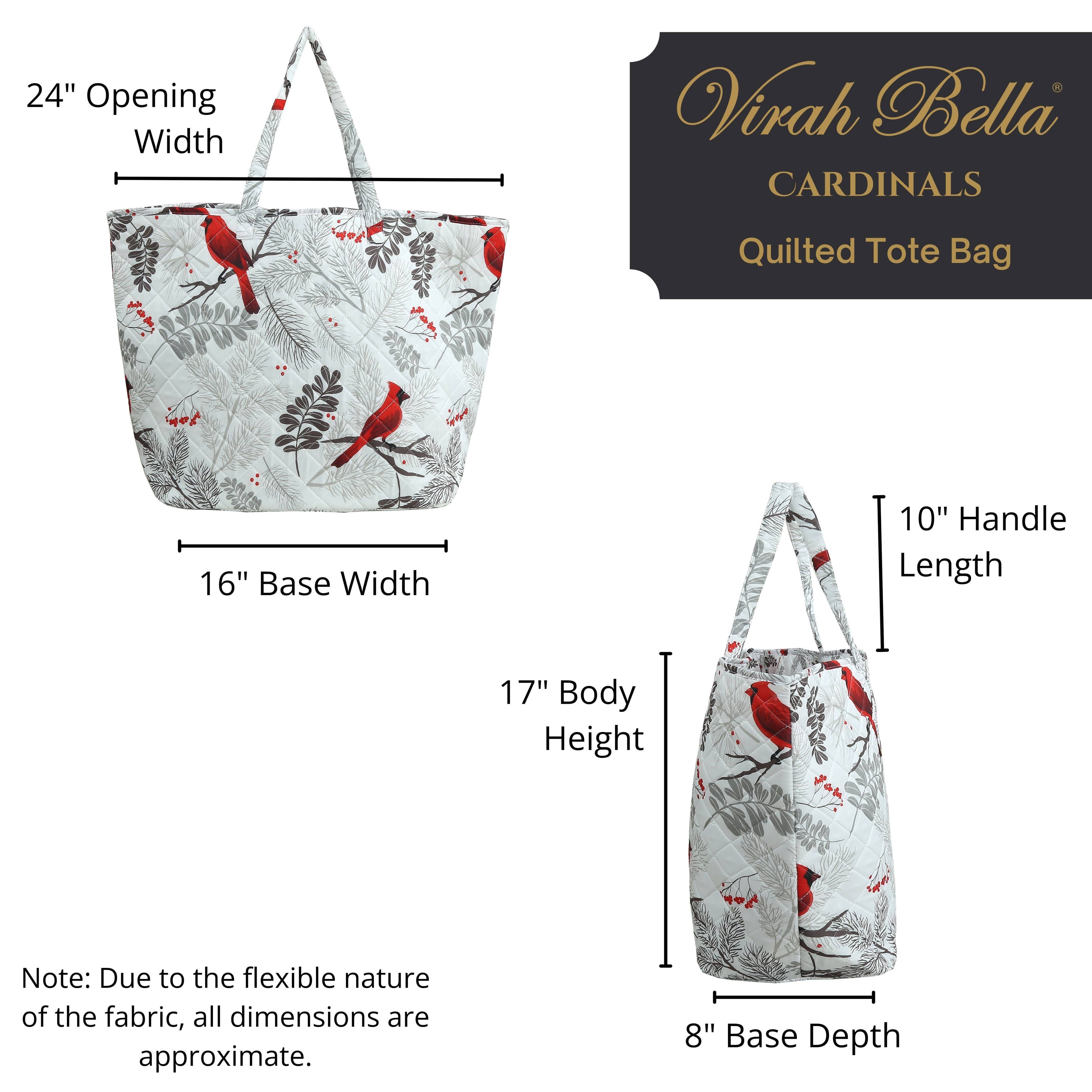 Cardinals Quilted Polyester Microfiber Tote Bag