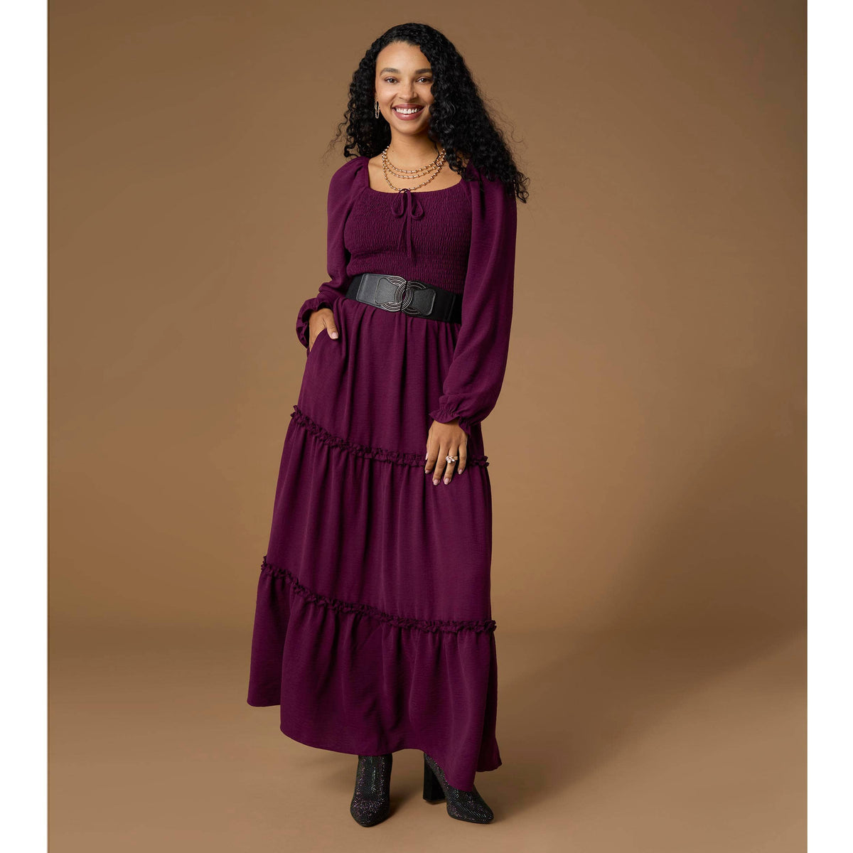 Lanna Smocked Bodice Long Sleeve Maxi Dress