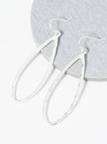 Hammered Metal Elongated Teardrop Dangle Earrings: WORN SILVER