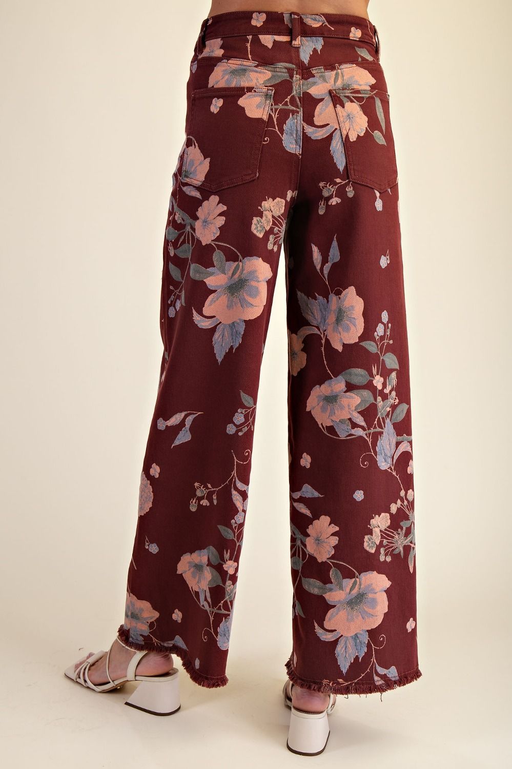FLORAL PRINTED SOFT STRETCH TWILL PANTS