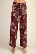 FLORAL PRINTED SOFT STRETCH TWILL PANTS