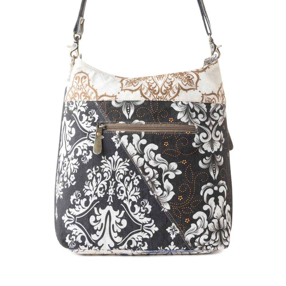 Le Fleur Bel Cowgirl Shoulder Bag for Women in blue floral with leather and Concho details