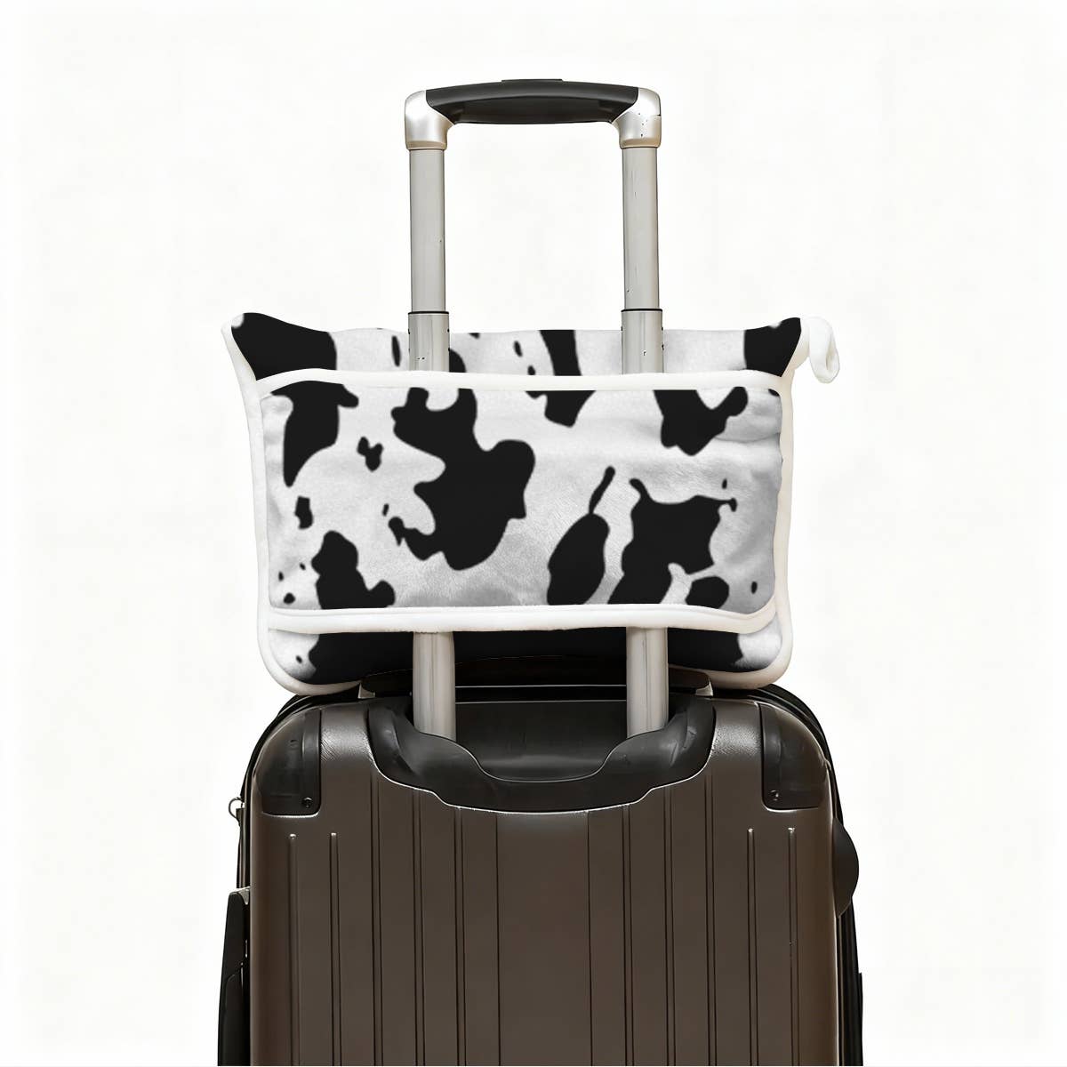 Cow Print Plush Travel Throw Blanket with Matching Case