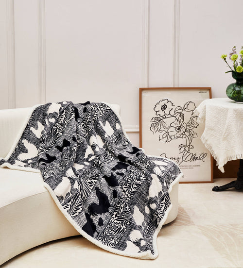 "Cottage Chickens" Flannel Sherpa Throw Blanket