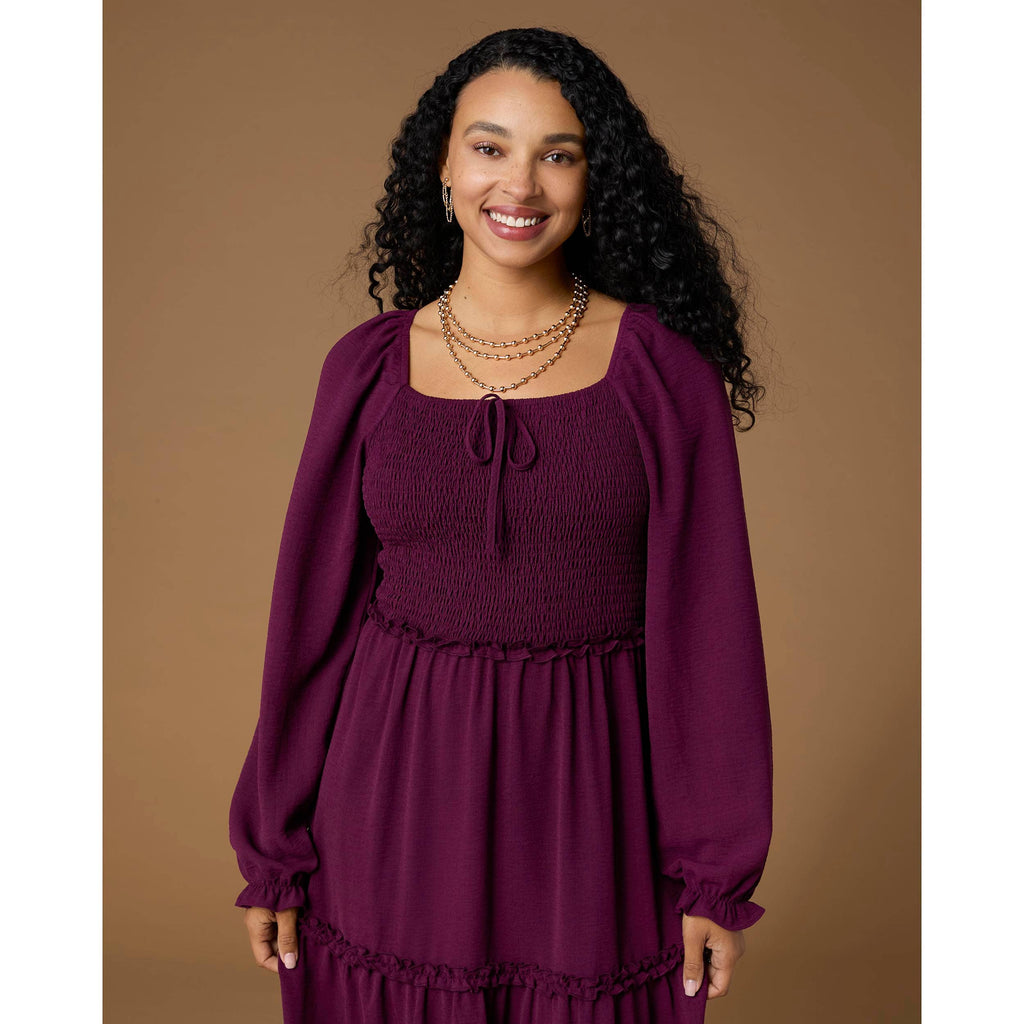 Lanna Smocked Bodice Long Sleeve Maxi Dress