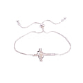 MOP Cross CZ Heart Bracelet - Silver