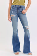 Cello Mid Rise Super Flare with Frayed Hem