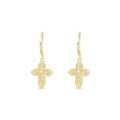 Gold Patterned Small Cross Hoop Drop Earrings