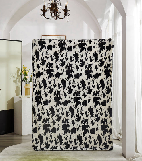 "Cow Skin" Faux Fur Plush Throw Blanket - 50"x70"