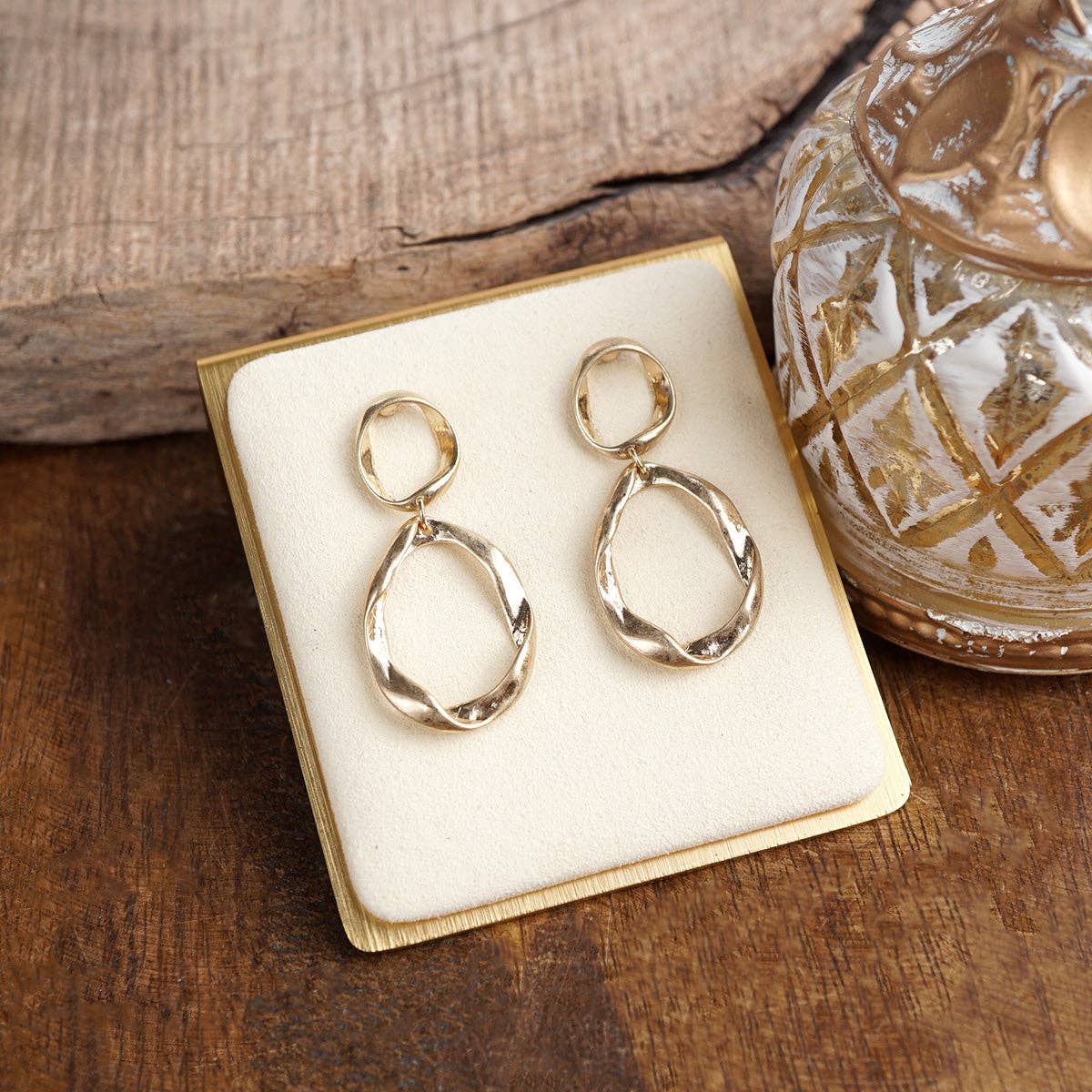 Wanderlight – Textured Tear Drop Earrings: Gold