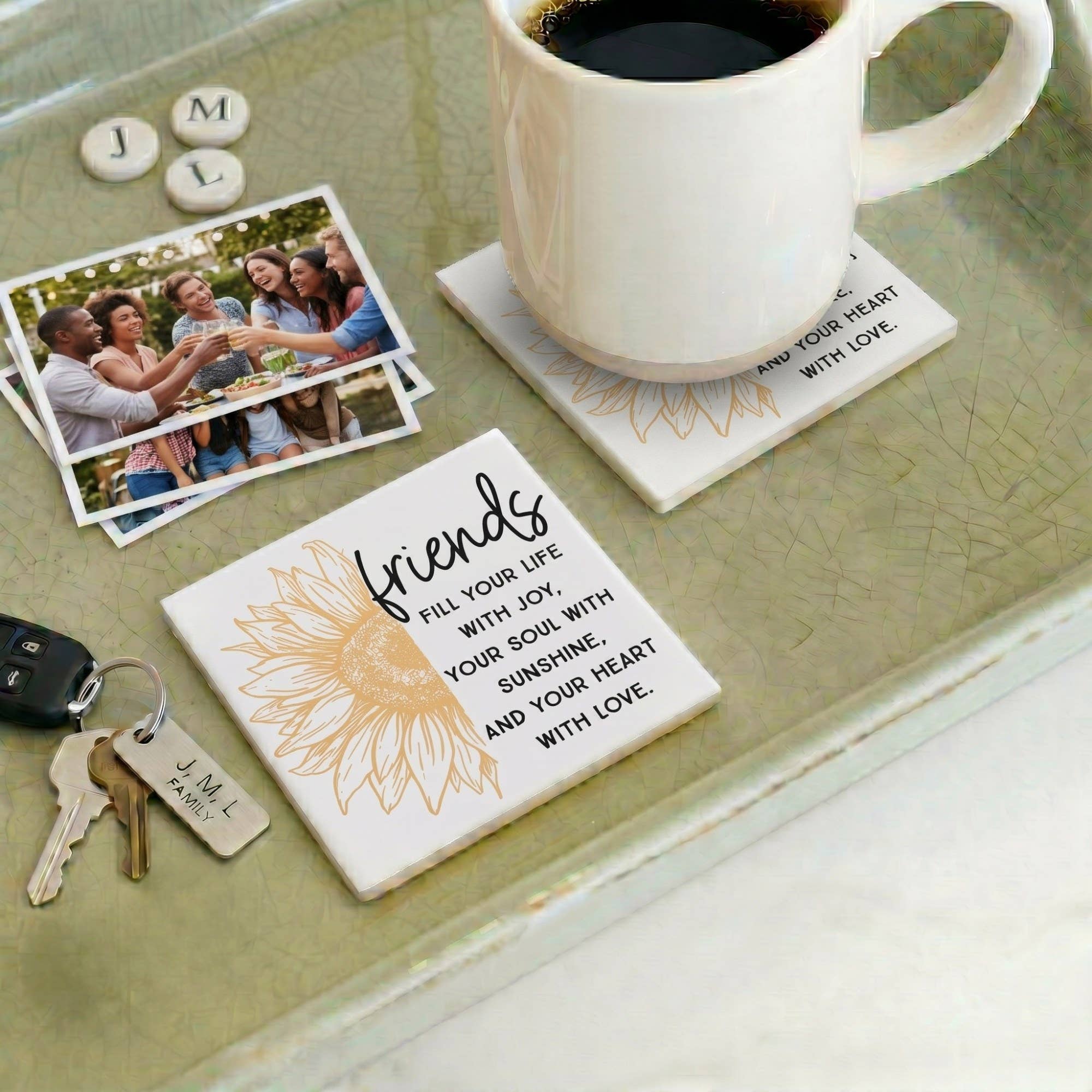 Friends Fill Sunflower - Creamic Coaster Squares