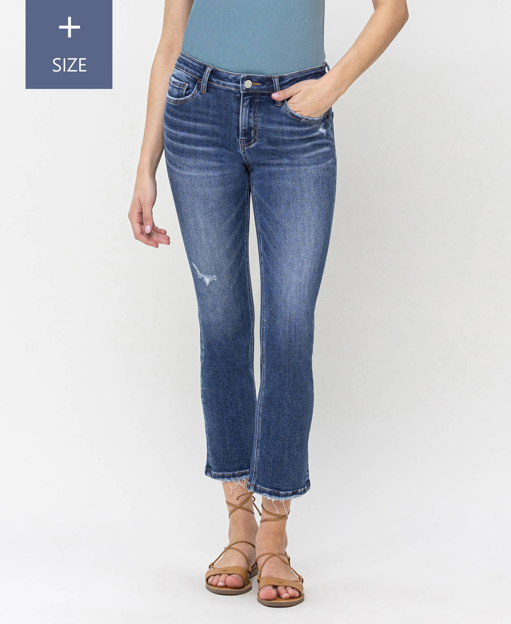 PLUS SIZE MID RISE SLIM STRAIGHT JEANS