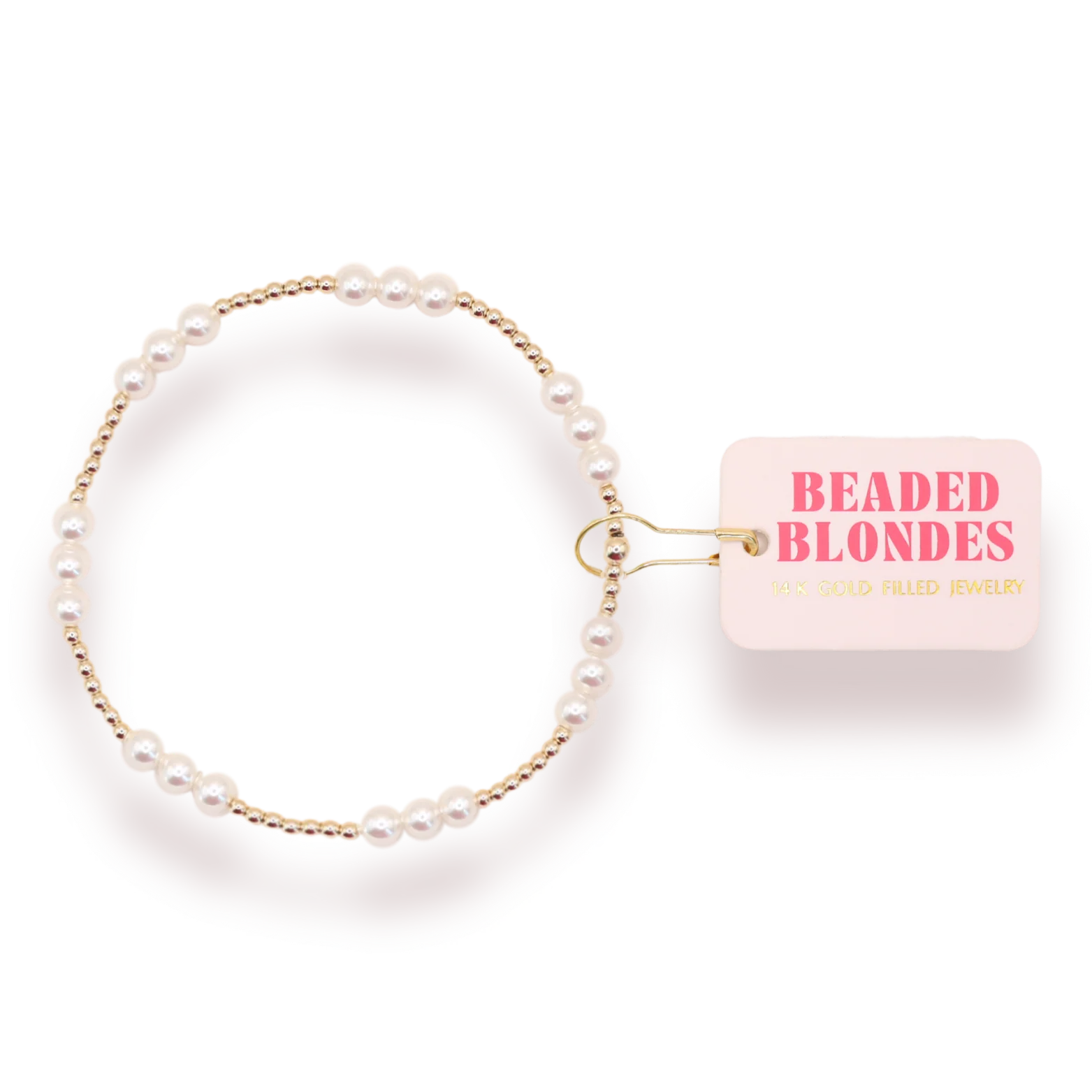 Beaded Blondes ILY Pearl Bracelet in Gold