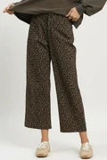 Leopard Print Cropped Wide Leg Pants (gray)